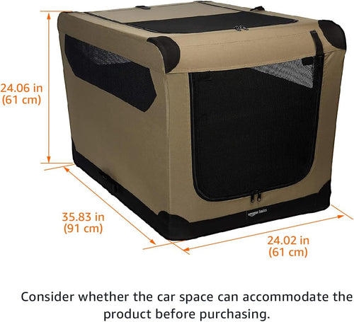 Folding Soft Crate for Cat, Dog, Rabbit, Portable and Collapsible, Grey, 36" L x 24 W x 24" H