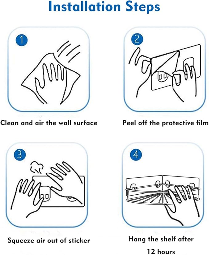 8 Pcs Replacement Corner Shower Caddy Adhesive Hook Stickers, No Drilling Wall Hooks Adhesive Strips for Bathroom Shelves