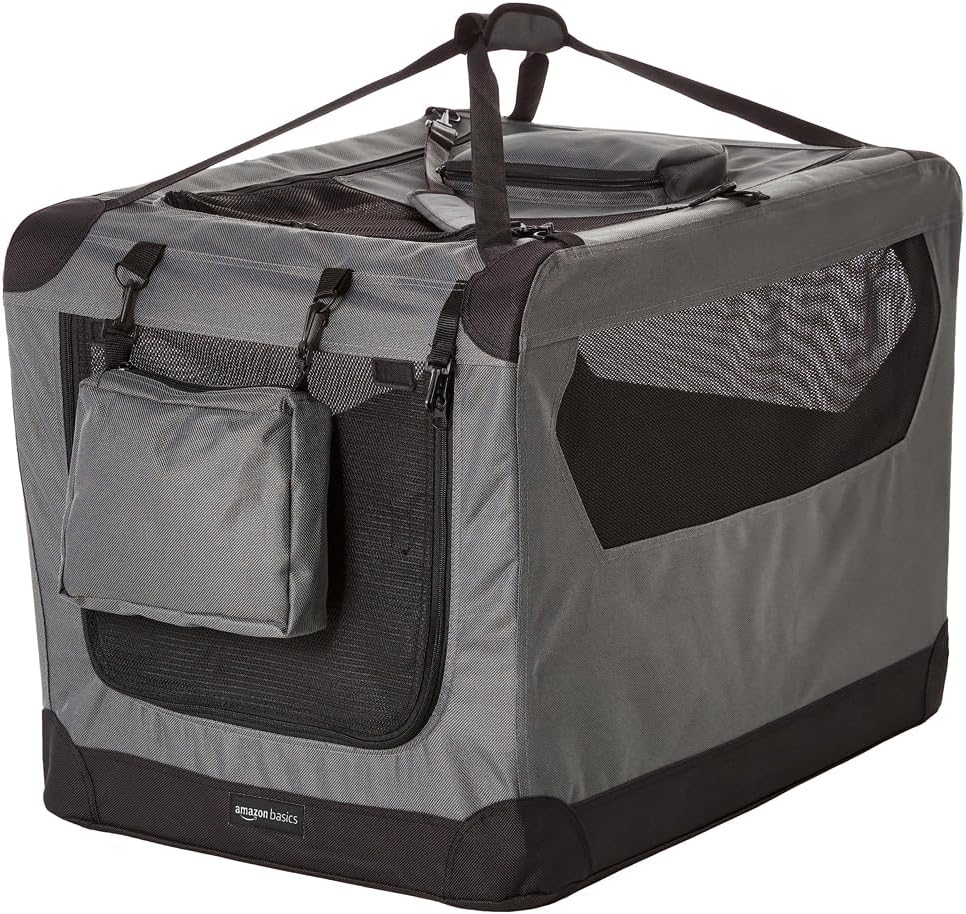 Folding Soft Crate for Cat, Dog, Rabbit, Portable and Collapsible, Grey, 36" L x 24 W x 24" H