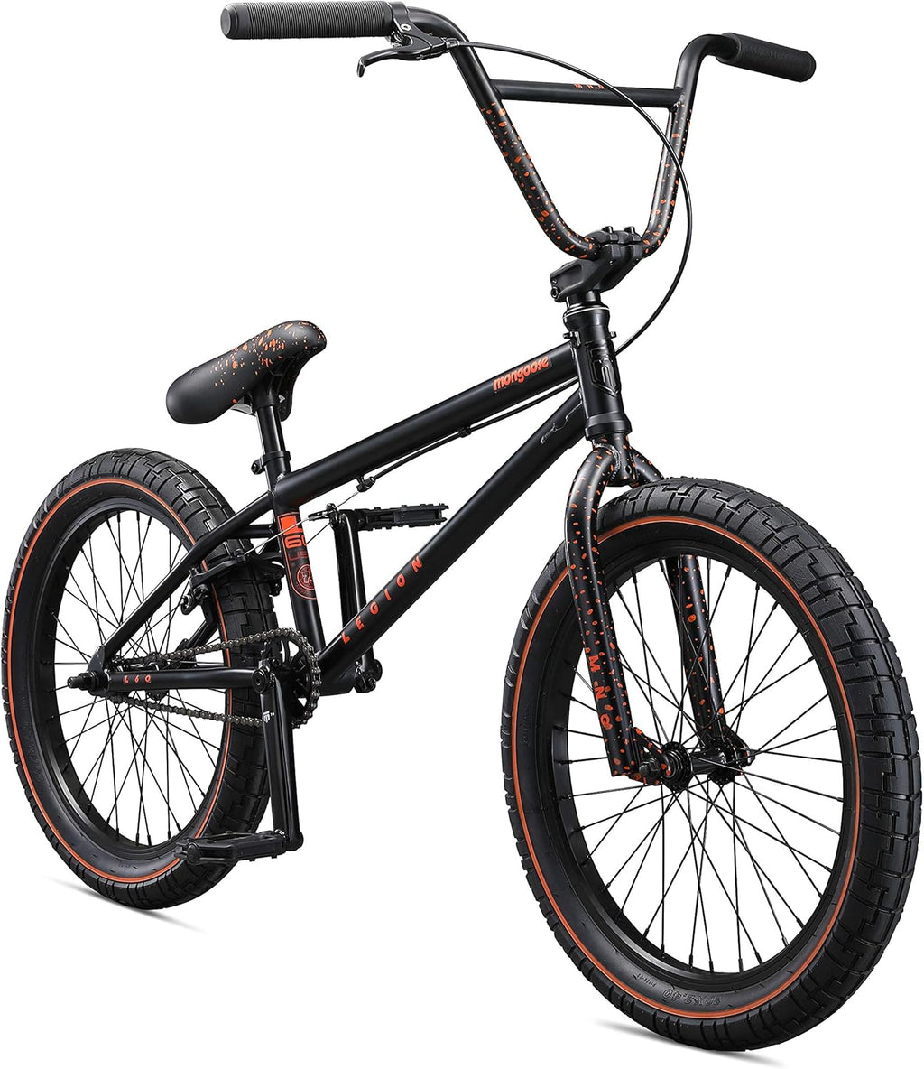 Mongoose Legion L60 Freestyle BMX Bike Line for Beginner-Level to Advanced Riders, Steel Frame, 20-Inch Wheels, Black/Orange