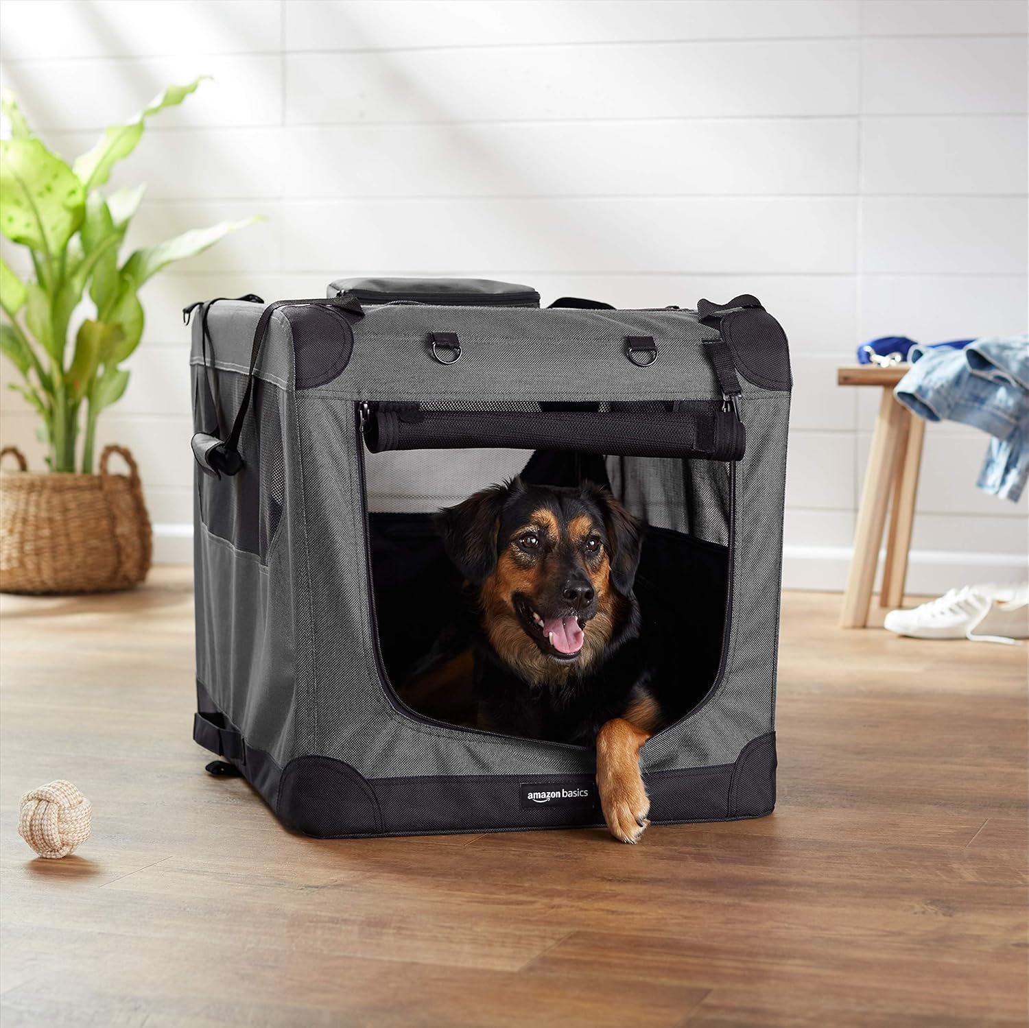 Folding Soft Crate for Cat, Dog, Rabbit, Portable and Collapsible, Grey, 36" L x 24 W x 24" H