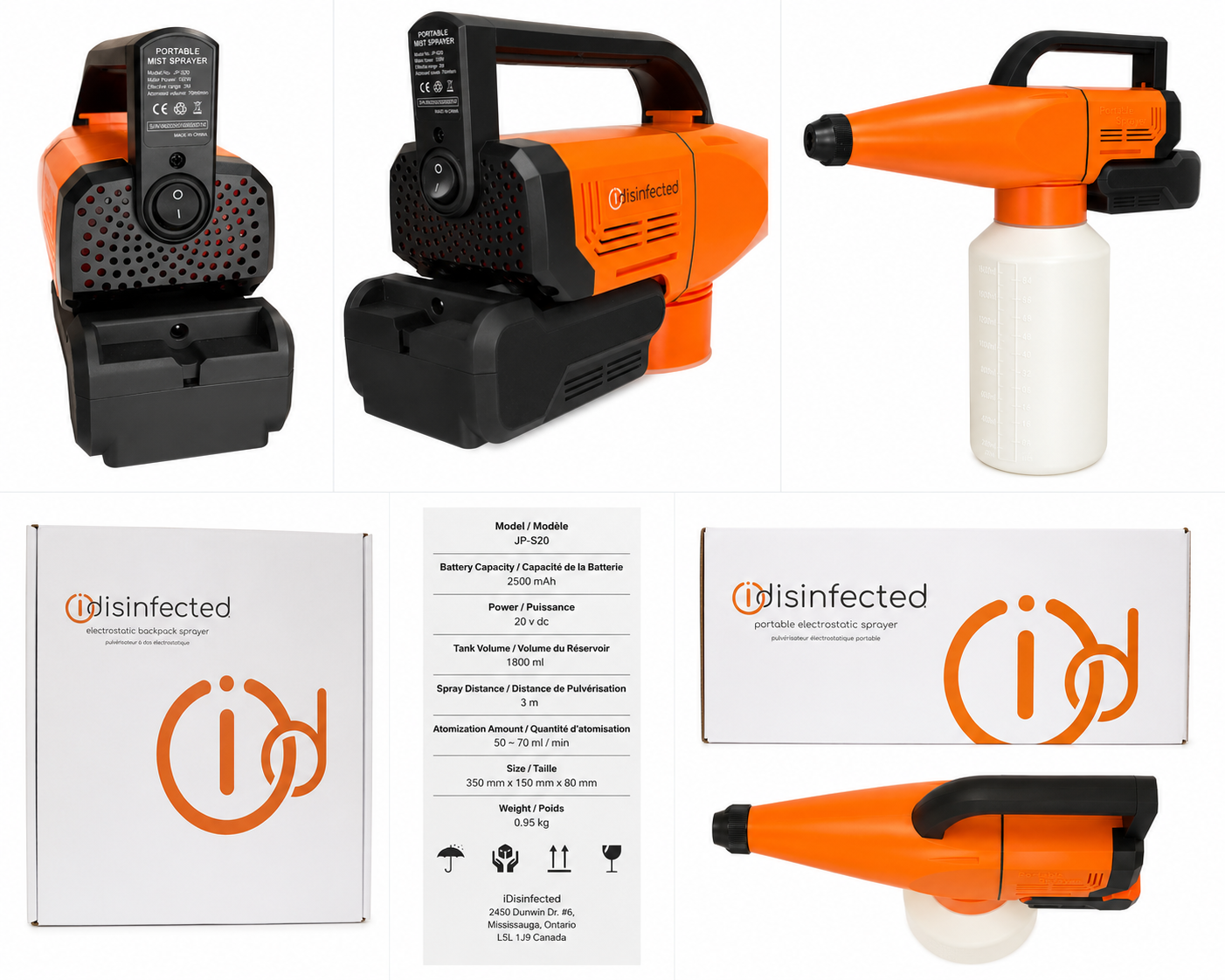 JP-S20 Portable Handheld Cordless Fogger / Disinfectant Sprayer