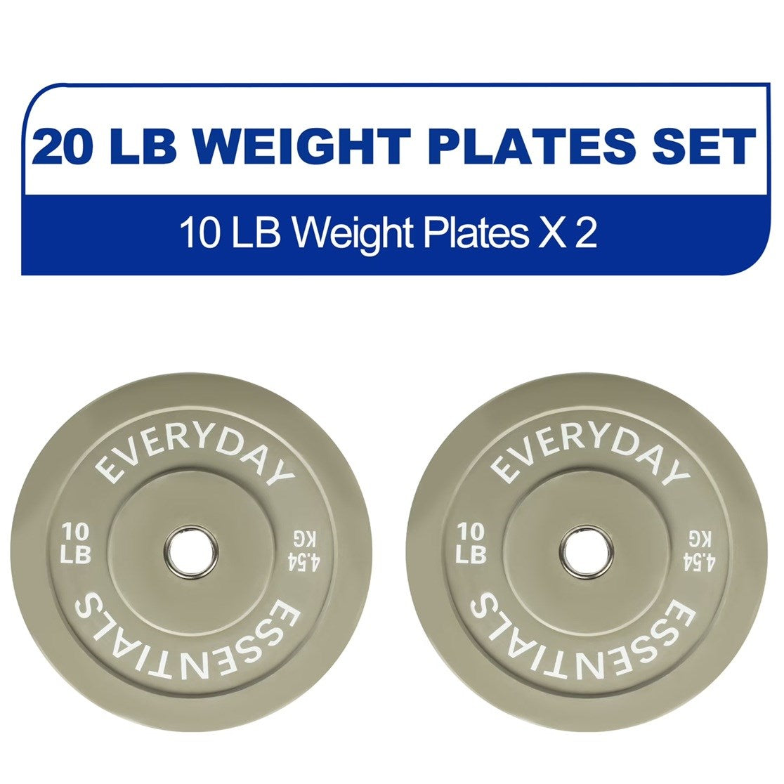 Barbell Rubber Olympic Bumper Plate 10 LB Pair- Grey