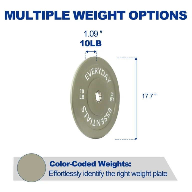 Barbell Rubber Olympic Bumper Plate 10 LB Pair- Grey