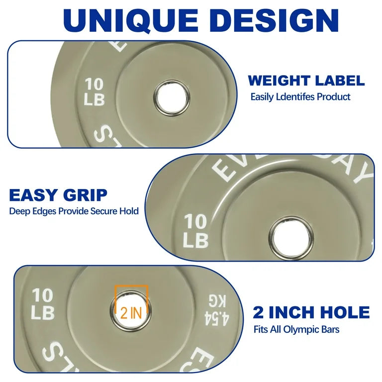 Barbell Rubber Olympic Bumper Plate 10 LB Pair- Grey